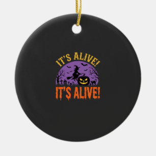 Halloween Hexe Jack O Kürbis Es lebt Keramik Ornament