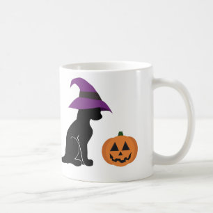 Halloween-Hexe-Katze und Kürbis Kaffeetasse