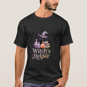 Halloween-Hexe, kleine Helferin, bezaubernde Katze T-Shirt