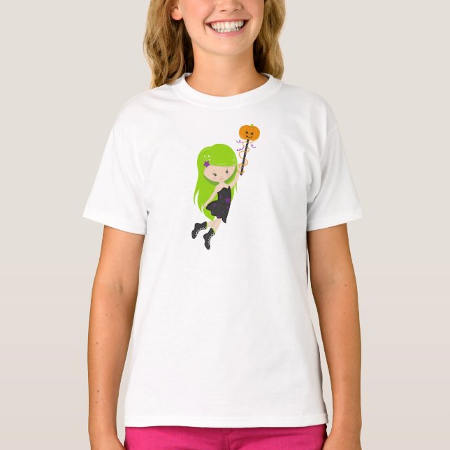 Halloween, Hexe, Kürbis, Trick oder Treat, Boo T-Shirt (Vorderseite)