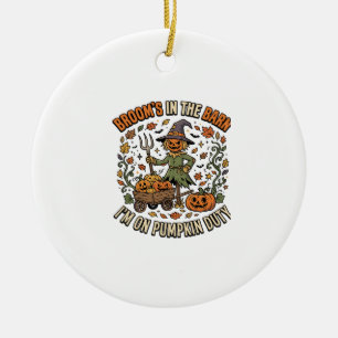 Halloween-Hexe Kürbisfeld Humor Keramik Ornament
