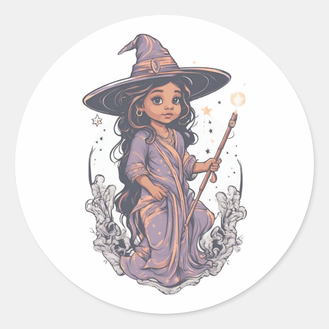 Halloween, Hexe, lustige Hexe, für Kinder, nicht w Runder Aufkleber (Vorderseite)
