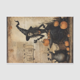 Halloween Hexe mit Cup in Hand Pumpkin Decoupage Seidenpapier