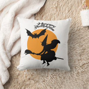 Halloween-Hexe mit Fledermaus, Hexe Kissen