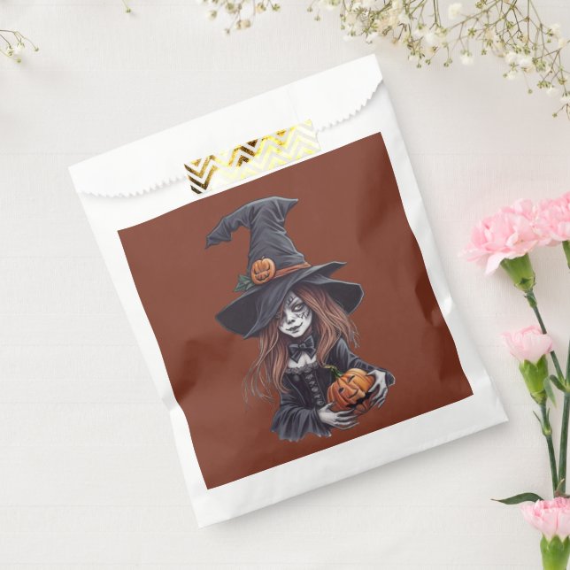 Halloween-Hexe mit Kürbis -  Geschenktütchen (Versiegelt)