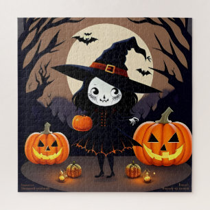 Halloween-Hexe mit Kürbissen