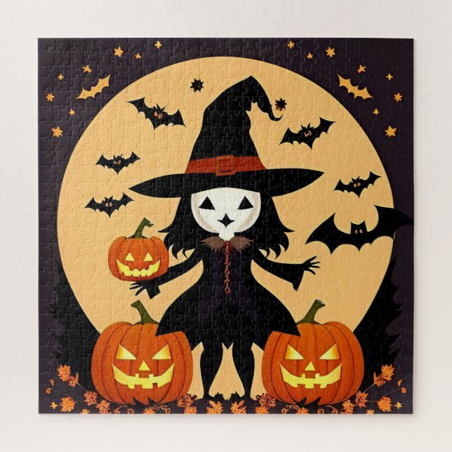 Halloween Hexe mit Pumpkins (Vertikal)