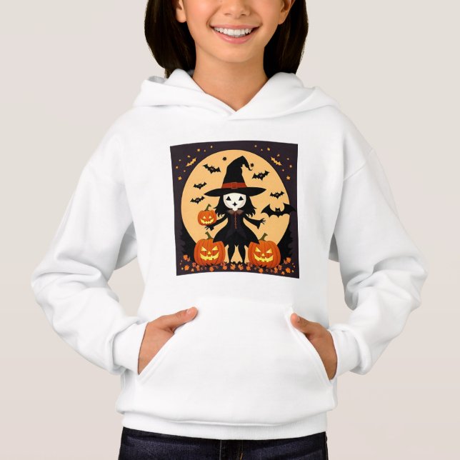 Halloween Hexe mit Pumpkins Hoodie (Vorderseite)