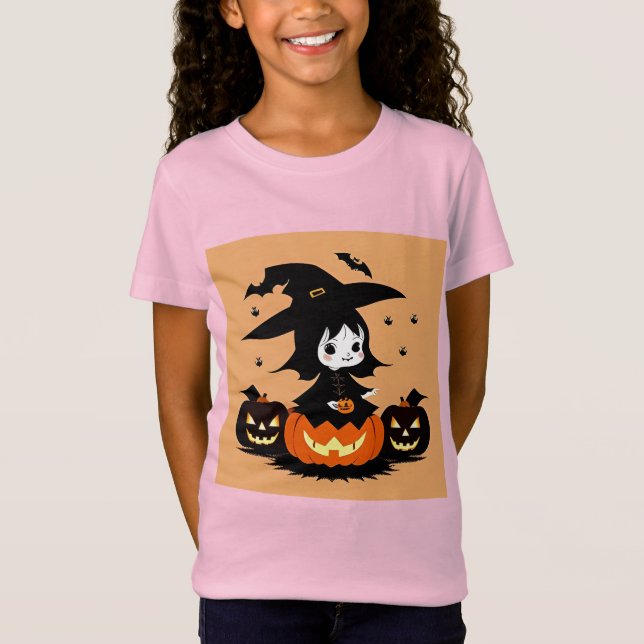 Halloween Hexe mit Pumpkins T-Shirt (Vorderseite)