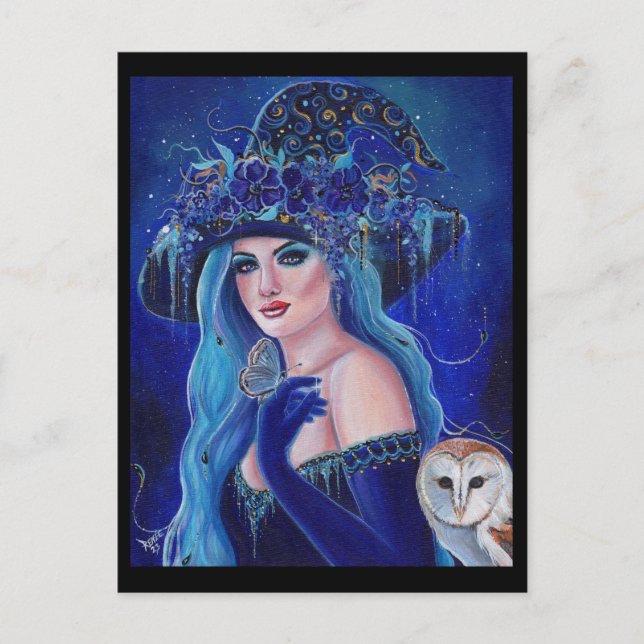 Halloween Hexe mit Schmetterlingen von Renee Lavoi Postkarte (Vorderseite)