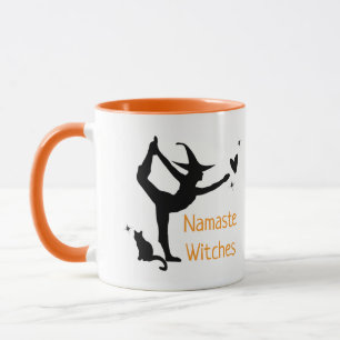Halloween Hexe Namaste Hexen Schwarz Orange Lustig Tasse