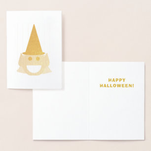 Halloween Hexe Niedlich Spaß lächeln glücklich Gol Folienkarte