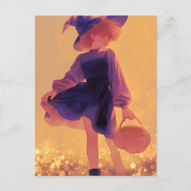 Halloween Hexe Postkarte (Vorderseite)