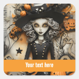 Halloween Hexe Quadratischer Aufkleber