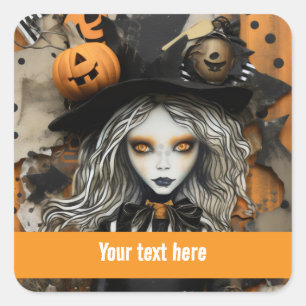 Halloween Hexe Quadratischer Aufkleber