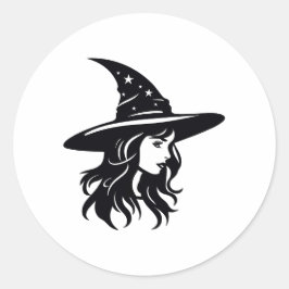 Halloween Hexe Runder Aufkleber