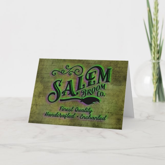 Halloween Hexe Salem Broom Company Sign Karte (Vorderseite)