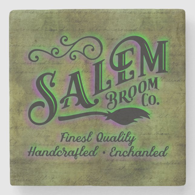 Halloween Hexe Salem Broom Company Sign Steinuntersetzer (Vorderseite)