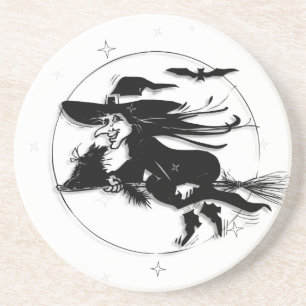 Halloween Hexe Sandstein Untersetzer