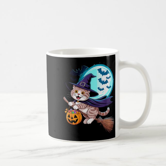 Halloween Hexe Scottish Fold Mond Coupari Kaffeetasse (Rechts)