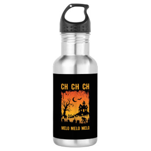 Halloween-Hexe Spukhaus Silhouette Kunst_1 Edelstahlflasche