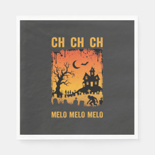 Halloween-Hexe Spukhaus Silhouette Kunst_1 Serviette