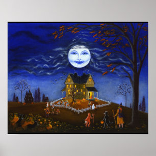 Halloween, Hexe, Teufel, Mond, Geist, Schläger, Poster