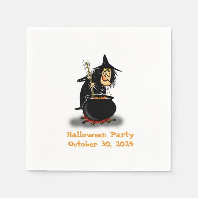 Halloween Hexe und Caldron Serviette (Vorderseite)