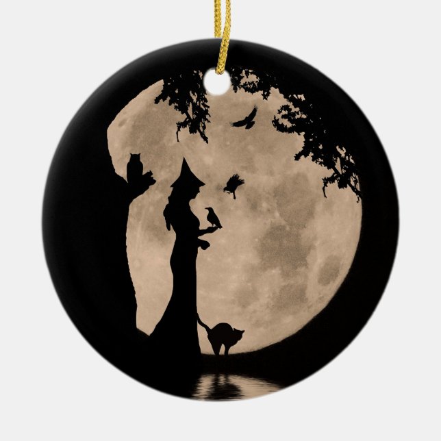 Halloween Hexe und Familiäre Dekorationen Keramik Ornament (Vorne)