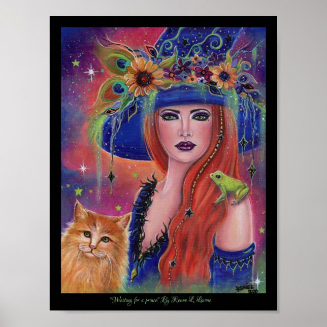 Halloween Hexe und Frosch von Renee Lavoie Poster (Vorne)