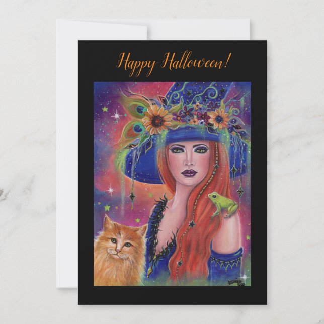 Halloween Hexe und Frosch von Renee Lavoie Save The Date (Vorderseite)
