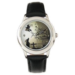 Halloween-Hexe und Heulenhund Armbanduhr