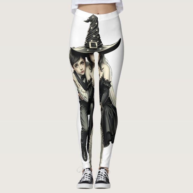 Halloween Hexe und Junge: Dunkle Magie Leggings (Vorderseite)