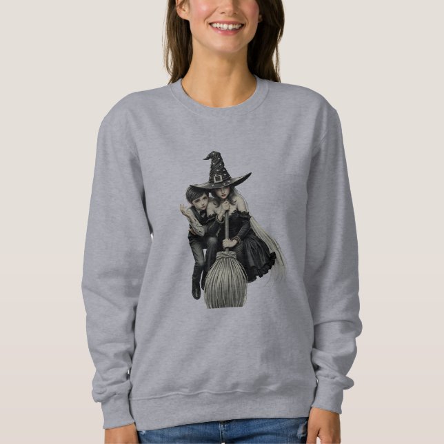 Halloween Hexe und Junge: Dunkle Magie Sweatshirt (Vorderseite)