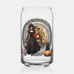 Halloween Hexe und Katze Dosenglas