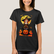 Halloween-Hexe und Orangenkürbis-T - Shirt