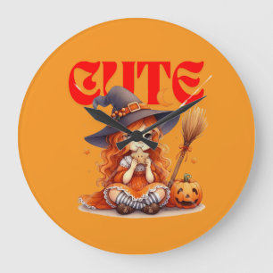 Halloween Hexe und Pumpkin-Wall-Uhr Große Wanduhr