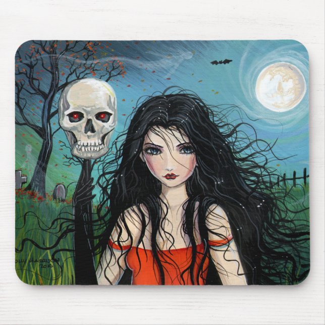Halloween-Hexe und Totenkopf-Mauspad Mousepad (Vorne)