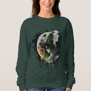 Halloween Hexe und Vollmond Sweatshirt