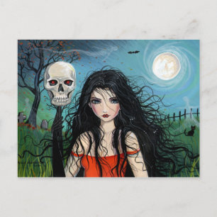 Halloween Hexe Vampir Postkarte