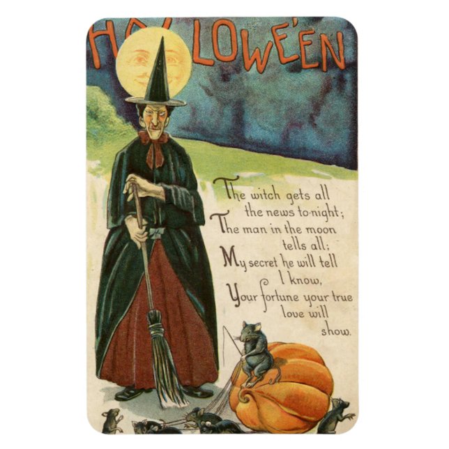 Halloween Hexe Vintag Magnet (Vertikal)