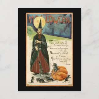 Halloween Hexe Vintag Postkarte
