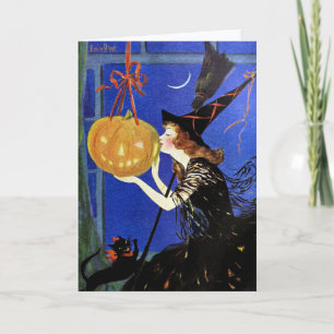Halloween Hexe Vintage Art Karte