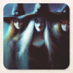 Halloween - Hexen 4 Rechteckiger Pappuntersetzer