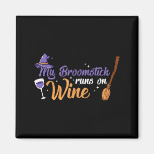 Halloween Hexen Besen Besenstiel läuft auf Wein Magnet