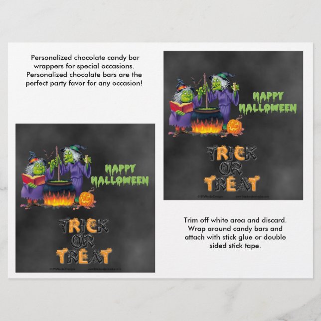 Halloween Hexen Candybar Wrappers (Vorderseite)