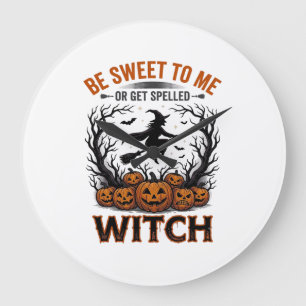 Halloween Hexen Design Sei Süß Oder Werde Verzaube Große Wanduhr