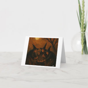 Halloween Hexen, die unter dem Mondlicht-Himmel br Karte
