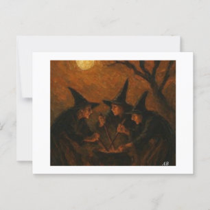 Halloween Hexen, die unter dem Mondlicht-Himmel br Postkarte