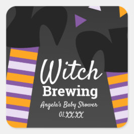Halloween Hexen Feet Baby Shower Gastgeschenk Quadratischer Aufkleber